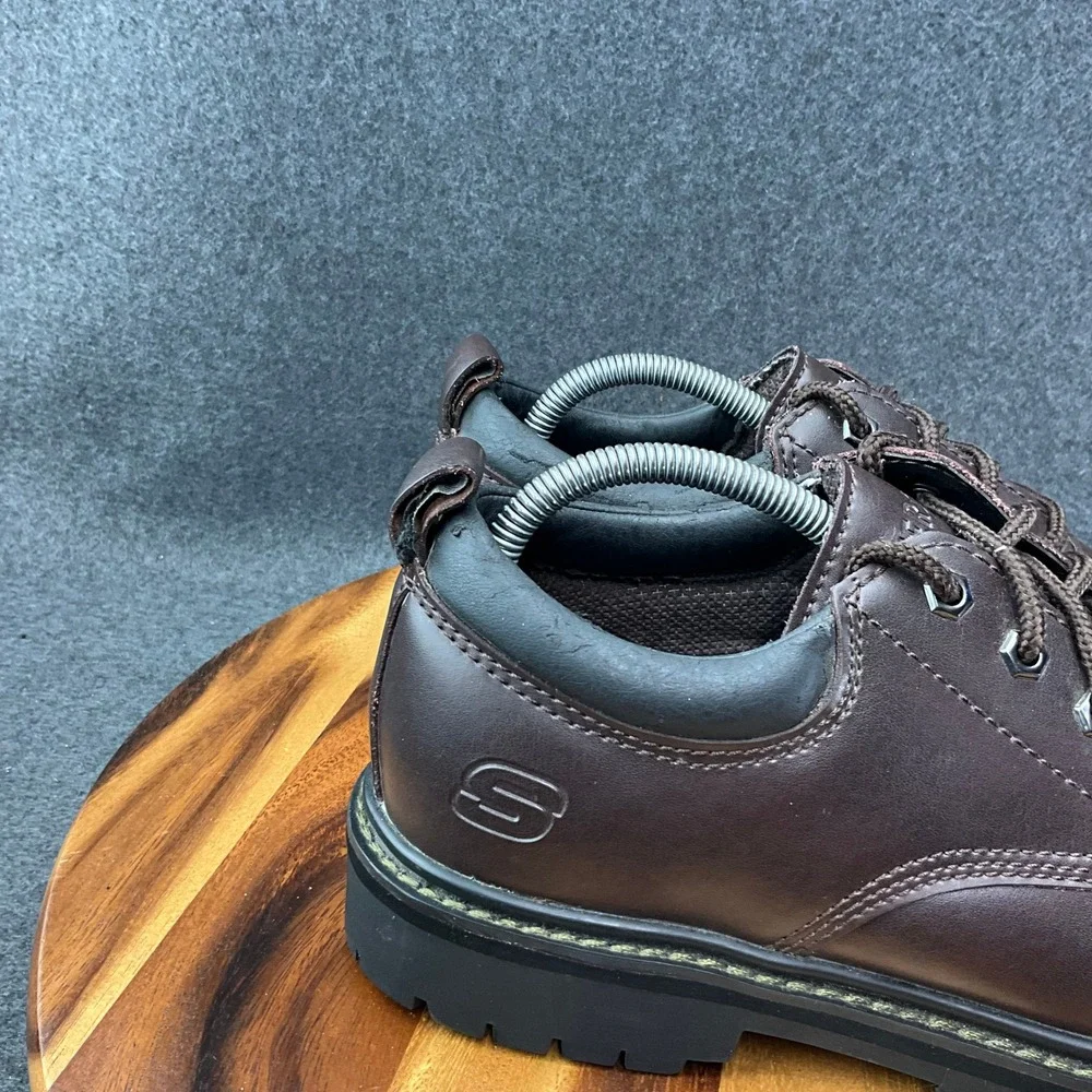 Skechers Men's Alley Cats Oxford Lace Up Work Shoes Brown Leather 7111 Sz 9 Y2K